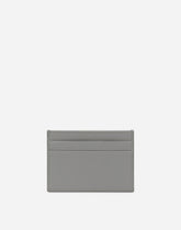 Calfskin card holder with raised logo - | Dolce & Gabbana