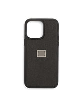 Calfskin iPhone 14 Pro Max cover with logo tag - | Dolce & Gabbana