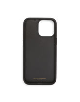 Calfskin iPhone 14 Pro Max cover with logo tag - | Dolce & Gabbana