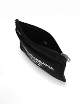 Nylon pouch with rubberized logo - | Dolce & Gabbana