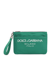 Nylon pouch with rubberized logo - | Dolce & Gabbana