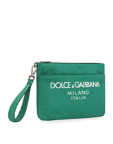 Nylon pouch with rubberized logo - | Dolce & Gabbana