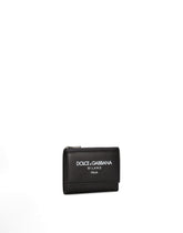 Calfskin French flap wallet with logo - | Dolce & Gabbana