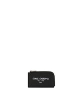 Calfskin card holder with logo - | Dolce & Gabbana