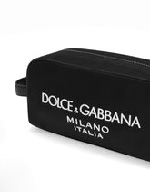 Nylon toiletry bag with rubberized logo - | Dolce & Gabbana