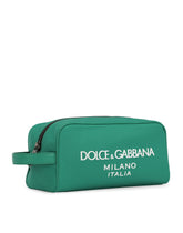 Nylon toiletry bag with rubberized logo - | Dolce & Gabbana