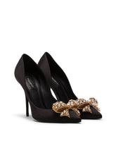 Satin pumps with bejeweled embellishment - | Dolce & Gabbana