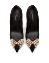 Satin pumps with bejeweled embellishment - | Dolce & Gabbana