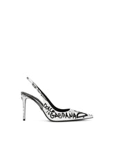 Calfskin slingbacks with logo print - | Dolce & Gabbana