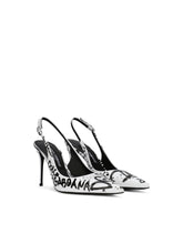 Calfskin slingbacks with logo print - | Dolce & Gabbana