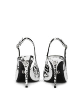 Calfskin slingbacks with logo print - | Dolce & Gabbana