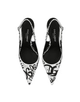 Calfskin slingbacks with logo print - | Dolce & Gabbana