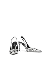 Calfskin slingbacks with logo print - | Dolce & Gabbana