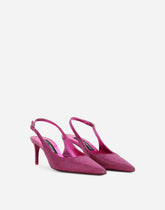 Satin slingbacks with fusible rhinestones - | Dolce & Gabbana