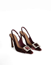 Velvet slingbacks with bejeweled buckle - | Dolce & Gabbana