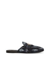 Denim slippers with branded plate - | Dolce & Gabbana