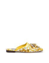 Majolica-print brocade mules with embroidery - | Dolce & Gabbana