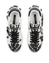 Calfskin Portofino sneakers with embroidery - | Dolce & Gabbana