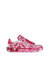 Majolica-print calfskin Portofino sneakers - | Dolce & Gabbana