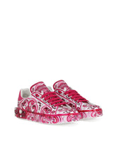 Majolica-print calfskin Portofino sneakers - | Dolce & Gabbana