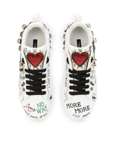 Printed calfskin nappa Portofino sneakers with patch and embroidery - | Dolce & Gabbana