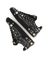 Printed calfskin Portofino sneakers with studs - | Dolce & Gabbana