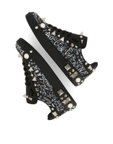 Printed calfskin Portofino sneakers with studs - | Dolce & Gabbana