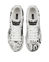 Calfskin Portofino sneakers with logo print - | Dolce & Gabbana