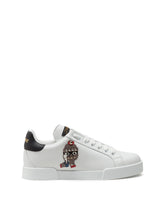 CALFSKIN PORTOFINO SNEAKERS WITH PATCHES OF THE DESIGNERS - | Dolce & Gabbana