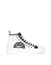 Two-tone canvas Portofino Light mid-top sneakers with DG logo - | Dolce & Gabbana