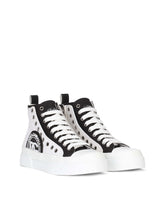Two-tone canvas Portofino Light mid-top sneakers with DG logo - | Dolce & Gabbana