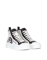 Two-tone canvas Portofino Light mid-top sneakers with DG logo - | Dolce & Gabbana