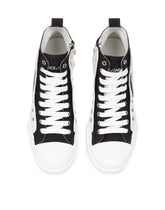 Two-tone canvas Portofino Light mid-top sneakers with DG logo - | Dolce & Gabbana