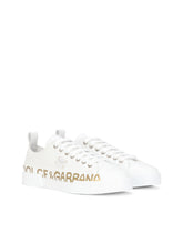 Calfskin Portofino light sneakers with logo-detailed plate and logo print - | Dolce & Gabbana