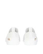 Calfskin Portofino light sneakers with logo-detailed plate and logo print - | Dolce & Gabbana