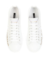 Calfskin Portofino light sneakers with logo-detailed plate and logo print - | Dolce & Gabbana