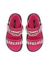 Calfskin sandals with embroidery - | Dolce & Gabbana