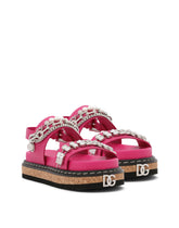 Calfskin sandals with embroidery - | Dolce & Gabbana