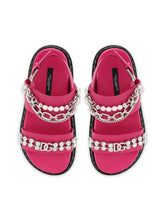 Calfskin sandals with embroidery - | Dolce & Gabbana