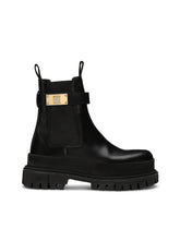 Calfskin ankle boots with branded strap - | Dolce & Gabbana