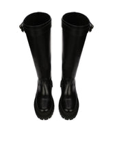 Calfskin boots with branded strap - | Dolce & Gabbana
