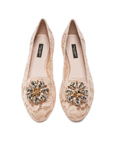 SLIPPER IN TAORMINA LACE WITH CRYSTALS - | Dolce & Gabbana