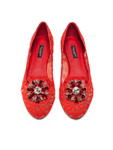 SLIPPER IN TAORMINA LACE WITH CRYSTALS - | Dolce & Gabbana
