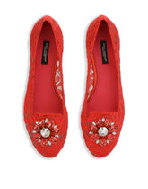 SLIPPER IN TAORMINA LACE WITH CRYSTALS - | Dolce & Gabbana