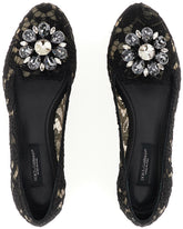 SLIPPER IN TAORMINA LACE WITH CRYSTALS - | Dolce & Gabbana