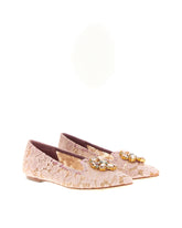 SLIPPER IN TAORMINA LACE WITH CRYSTALS - | Dolce & Gabbana