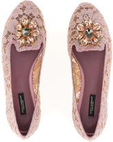 SLIPPER IN TAORMINA LACE WITH CRYSTALS - | Dolce & Gabbana