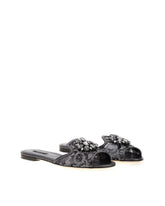 Lurex lace rainbow slides with brooch detailing - | Dolce & Gabbana