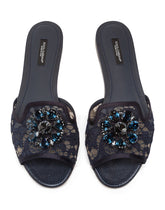 Slippers in lace with crystals - | Dolce & Gabbana