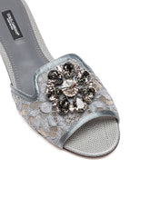 Slippers in lace with crystals - | Dolce & Gabbana